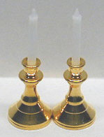 Dollhouse Miniature S/2 Round Brass Candlesticks